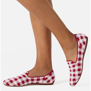 NIB Rothy's gingham red white checkered loafer flats size 8.5